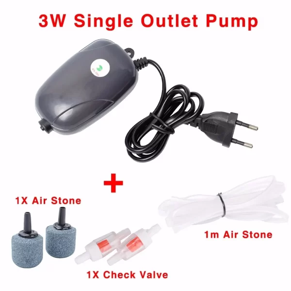 Aquarium Air Pump Fish Tank Mini Compressor Single Double Outlet with Check Valve Tube Aquatic Accessories 220V 3W 5W - Image 14