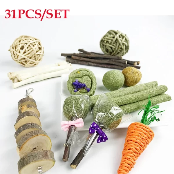 31/14/9/7pcs Guinea Pig Rabbit Chew Toys Tooth Cleaning Toy for Bunny Hamster Molar Toys for Teeth Health Rabbit Accessories - Image 5