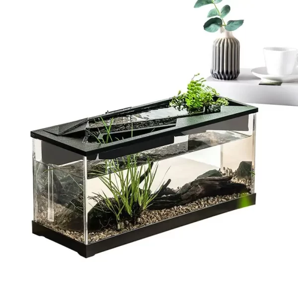 Small Fish Tank Acrylic Clear Desk Aquarium with Filter Fish Tank Starter Kits with Air Pump for Tabletop Living Room Studio Dec - Image 3