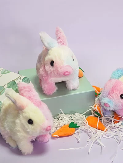 Interactive Toy Rabbit Simulated Pet with Sound and Walking Feature Long Hair Stuffed Rabbit Perfect for Easter Halloween Thanks