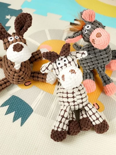 Dog Squeak Toys Plush Donkey Horse Sheep Interactive Toys For Small Medium Puppy Cat Merbau Chew Toy Lovely Dogs Accessory Safe