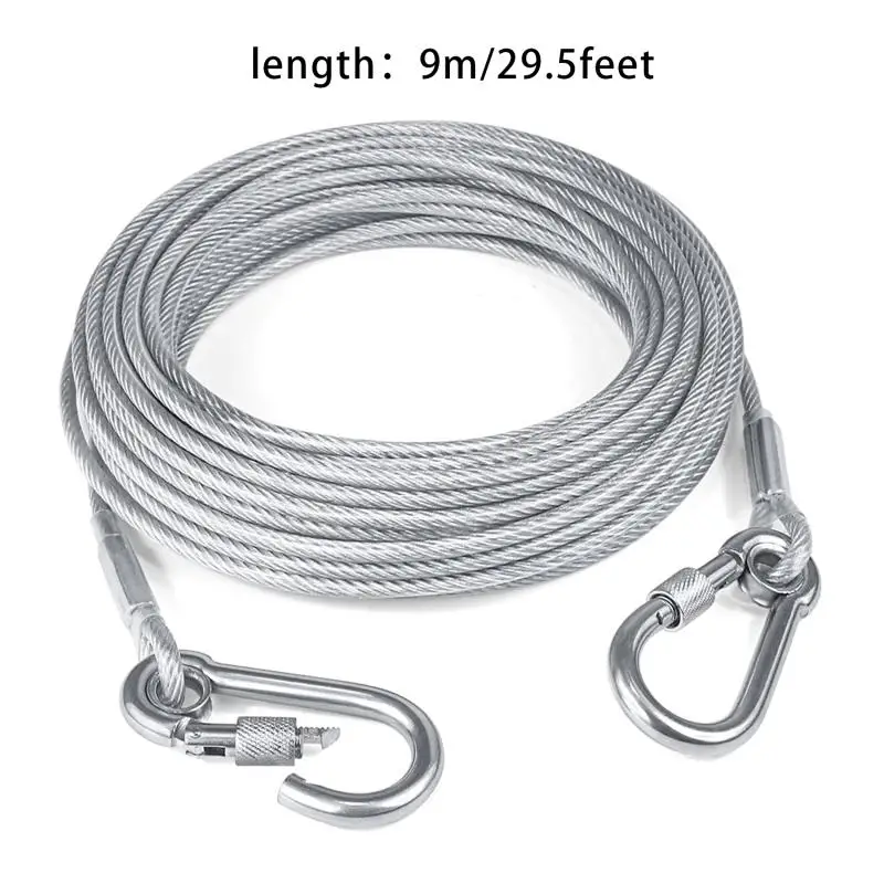 Steel Wire Dog Leashes With Two Head Dogs Anti-Bite Tie Out Cable For Big Pets Outdoor Double Steel Wire Rope Lead - Image 10