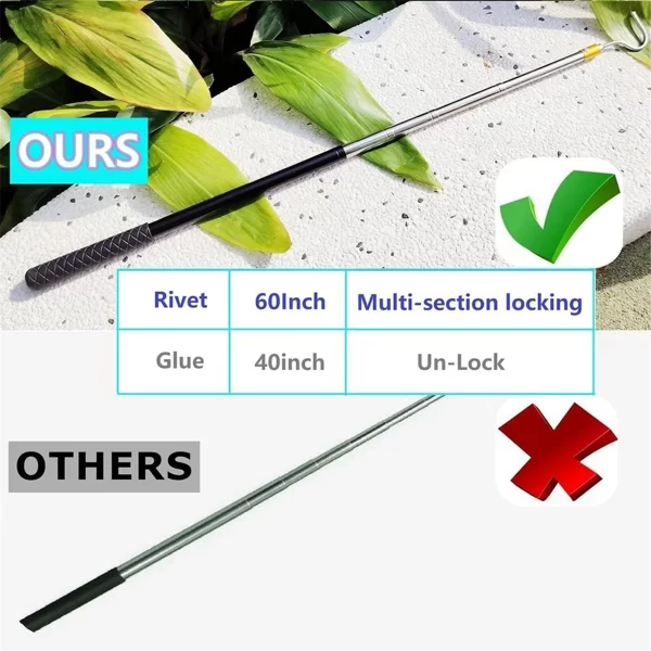 X07A 61inch Snake Hook Reptile Catcher Stick Pole,Snake Handling Tool Kit for Rattlesnakes Python Copperhead Removal Catching - Image 2