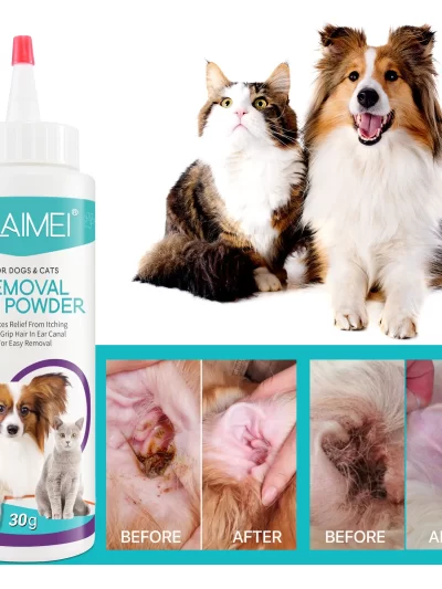 Pet Ear Powder Painless Ear Hair Removal Powder for Dogs and Pets Ear Cleaning Tool Ear Washing Powder for Removing Ear Hair 30g