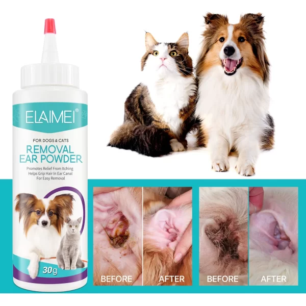 Pet Ear Powder Painless Ear Hair Removal Powder for Dogs and Pets Ear Cleaning Tool Ear Washing Powder for Removing Ear Hair 30g