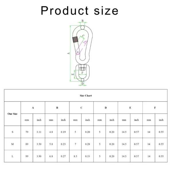 270C Spring Clasp Hook for Pet Lanyard Snap Carabiner 360 Degree Swivels Eye Carabiner Handbag Straps Accessory - Image 6