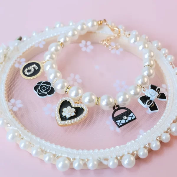 Pet Pearl Collar Little Cat Dog Love Pearl Necklace Cute Dog Jewelry Pet Accessories Puppy Necklace Bow Ties Dogs Pet Products - Image 4