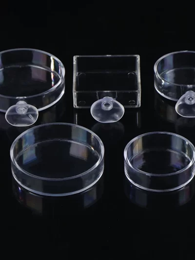 Aquarium Feeder Acrylic Transparent Aquarium Glass Fish Tank Feeding Tray Round Square Fish Shrimp Feeding Accessories