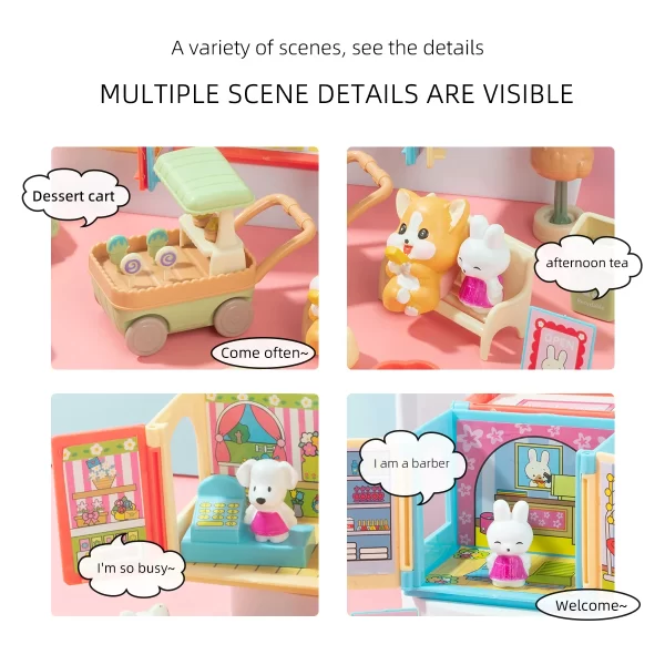 Pretend Play Toy Fashion Mini Pets Cat House Toys For Children Play House Interactive Cat Care Center Toy Accessories Kids new - Image 3
