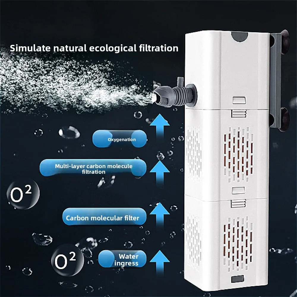 Fish Tank Filter 10w Aquarium Filter Pump Ultra-quiet Suitable for 30-40cm Built-in Oxygen Pump Water Circulation 220v700L/h - Image 3