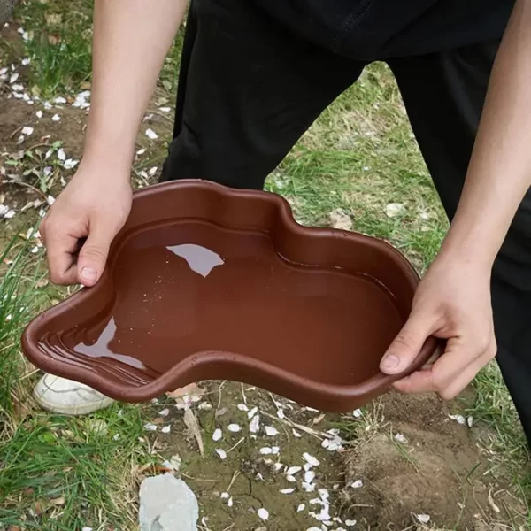 Turtle Feeding Dish Reptile Bathing Pool With Ramp And Basking terrace Aquarium Ornament For Turtle Bearded Dragon Gecko Yard - Image 5