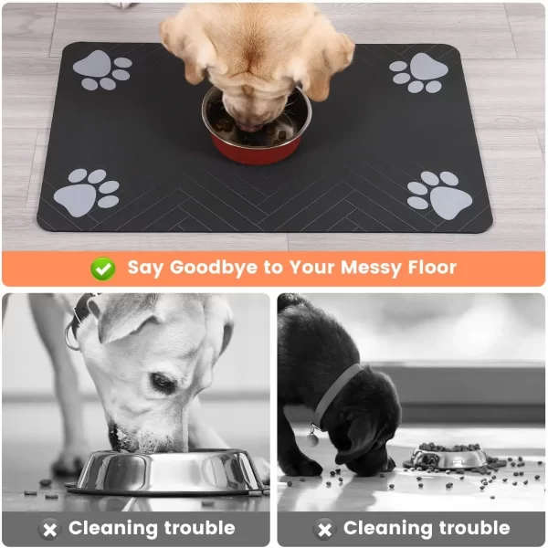 Pet Feeding Mat-Absorbent Pet Placemat for Food and Water Bowl, with Waterproof Rubber Backing, Quick Dry Water Mat for Dog Cat - Image 3