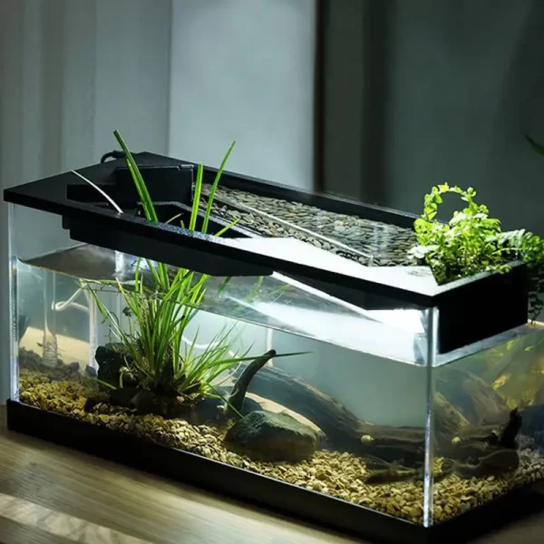 Small Fish Tank Acrylic Clear Desk Aquarium with Filter Fish Tank Starter Kits with Air Pump for Tabletop Living Room Studio Dec - Image 4