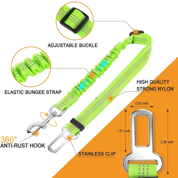 Pet supplies, car seat belts, dog leashes, retractable cushioning, elastic reflective safety ropes, dog leashes - Image 5