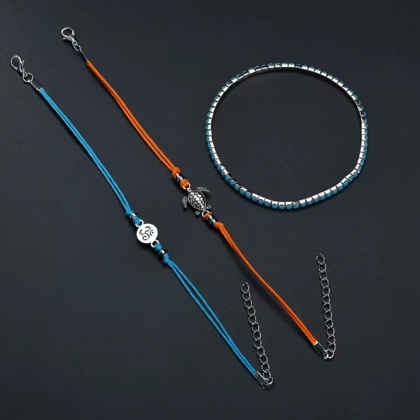 3pcs Animal Turtle Charm Anklet Sets For Women Waterproof Rope Chain Adjustable Ankle Bracelet Foot Jewelry Accessories - Image 4