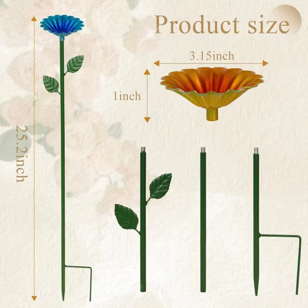 Bee Water Feeder For Outdoor, Bird Feeder Freestanding Birdbath for Yard Patio Outdoors Garden Iron Pedestal Stake - Image 3