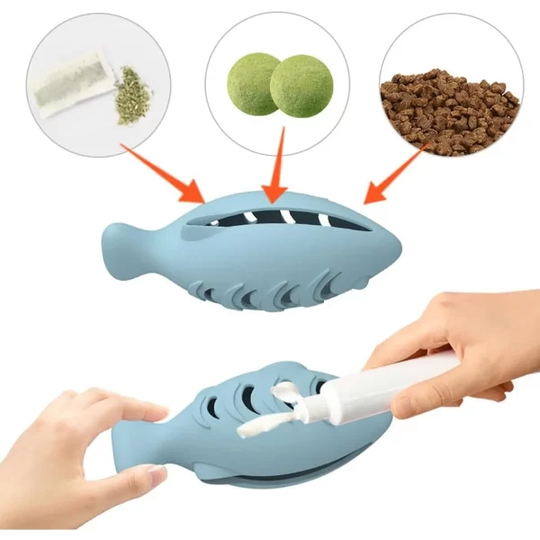 Interactive Cat Toy for Indoor Cats Food Dispenser Feeder Blue Treat & Catnip Stuffer Fun Engaging Pet Play - Image 4