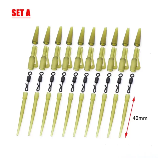 10 Set Carp Fishing Accessories Helicopter Hair Rig Tackle Kit Anti-tangle Sleeve QC Fishing Swivel Lead Clip For Fishing Tool - Image 7