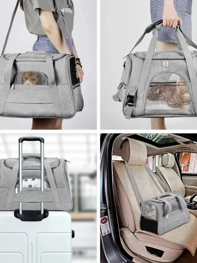 Portable Handheld Pet Carrier Bag - Cat & Dog Travel Tote for Outdoor Trips,Car Rides & Small Pets - Lightweight Breathable