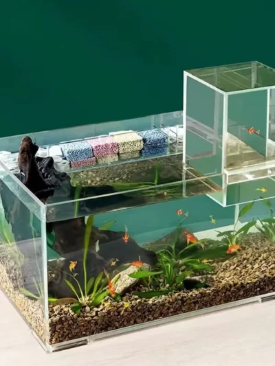 Landscaping Negative Pressure Fish Tank Easy to Install Unique Acrylic Suspended Fish Tank Eye-catching