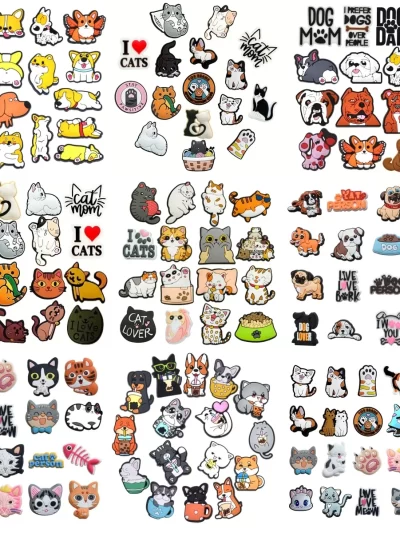 Cute Pet Animal Dog And Cat Shoe Charms Pack for Crocs - Accessory Set for Girls Boys Women Men Ideal Party Favor Gifts