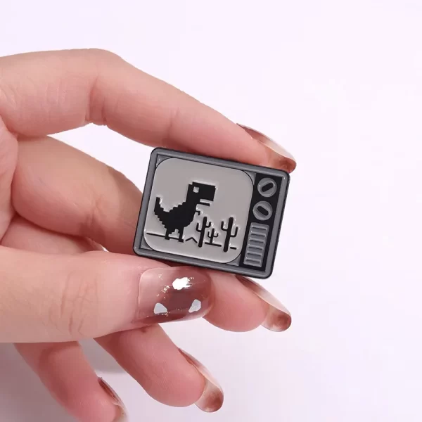 Pixel style animal enamel pins Retro TV little dinosaur brooch Backpack Hat Lapel Accessories Metal Badge Gift Jewelry Wholesale - Image 4