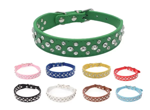 Pet collars for small dogs, pet collars, rhinestone PU collars for cats and dogs, adjustable to prevent pets from being lost - Image 20