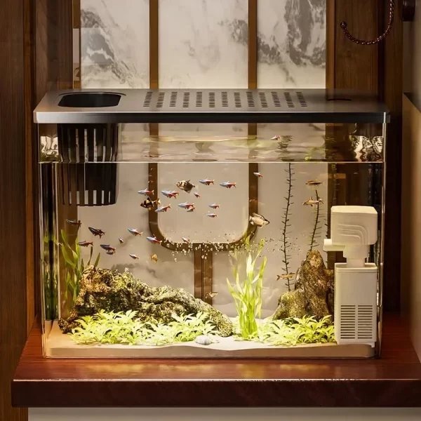 PET+ABS Fish Tank New Transparent with Lid Aquarium Drop Resistant Hydroponic Tank Turtle Tank Home  Lazy Fish Tank - Image 3