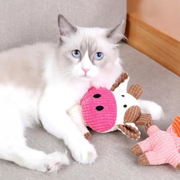 Pet Dog Cat Cute Plush Toys Squeak Pet Cow Rabbit Animal Plush Toy Dog Chew Squeaky Whistling Involved Squirrel Dog Toys - Image 3