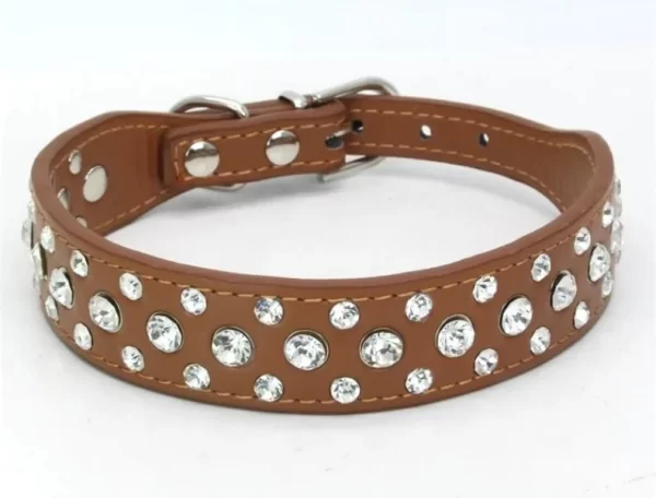 Pet collars for small dogs, pet collars, rhinestone PU collars for cats and dogs, adjustable to prevent pets from being lost - Image 15