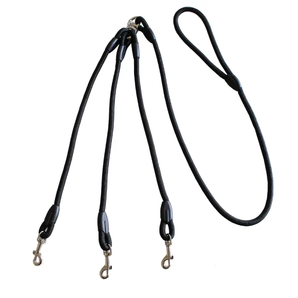 3 Way Dog Leashes Couplers for Walking 3 Dogs Pets Nylon Braided Rope No Tangle Dog Leashes for Small Dogs Dual Three Dogs Leash