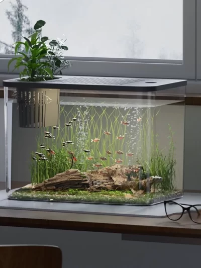 PET+ABS Fish Tank New Transparent with Lid Aquarium Drop Resistant Hydroponic Tank Turtle Tank Home