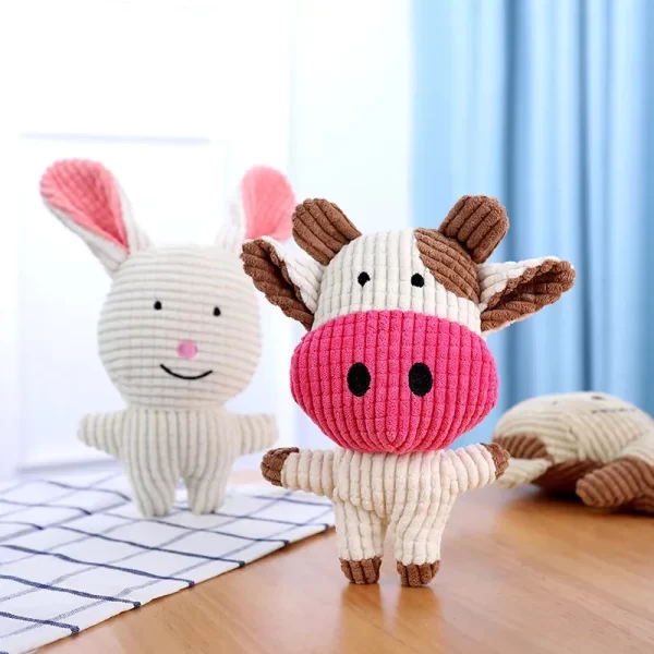 Pet Dog Cat Cute Plush Toys Squeak Pet Cow Rabbit Animal Plush Toy Dog Chew Squeaky Whistling Involved Squirrel Dog Toys