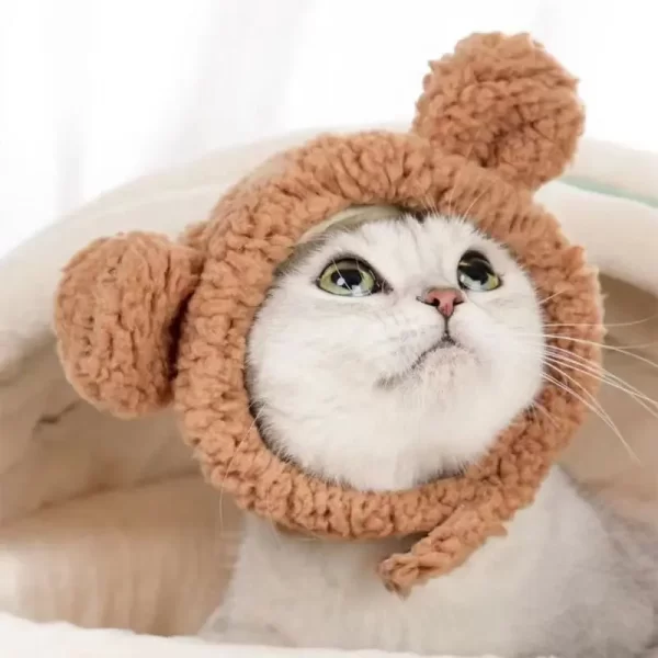 Cute Bear Rabbit Hooded Pet Cat Dog Accessories Cosplay Cat Hat Winter Lovely New Year Puppy Headgear Soft Velvet Pets Supplies - Image 14