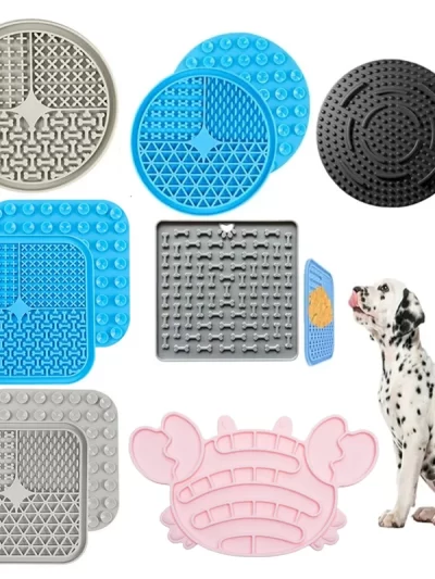Pet Supplies Dog Cat Lick Pad Square Round Sucker Slow Food Pad Shower Distraction Pad Silicone Lick Pad Slow Food Tray