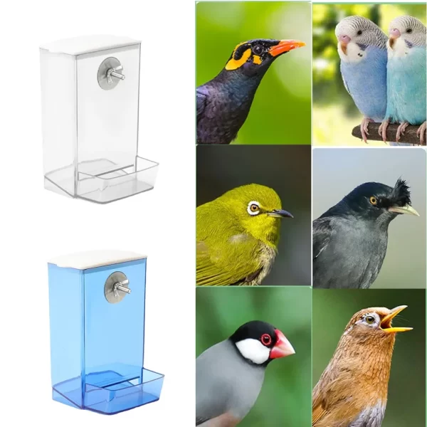 Large Capacity Bird Feeder Box Anti-Splash Bird Food Dispenser Durable Parrot Feeding Box for Small Medium Birds - Image 4