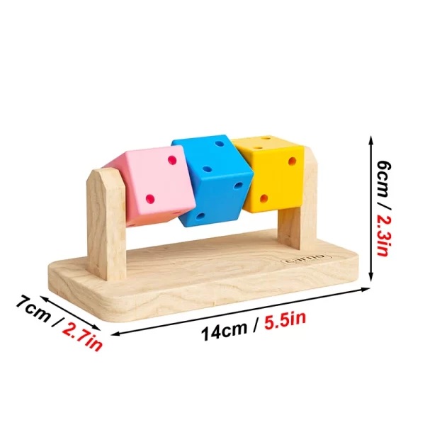 1pc Funny Colorful Wooden Rubik's Cube-shaped Interactive Chewing Toy for Small Pet Birds Parrots Hamsters Boredom Relief Toys - Image 3