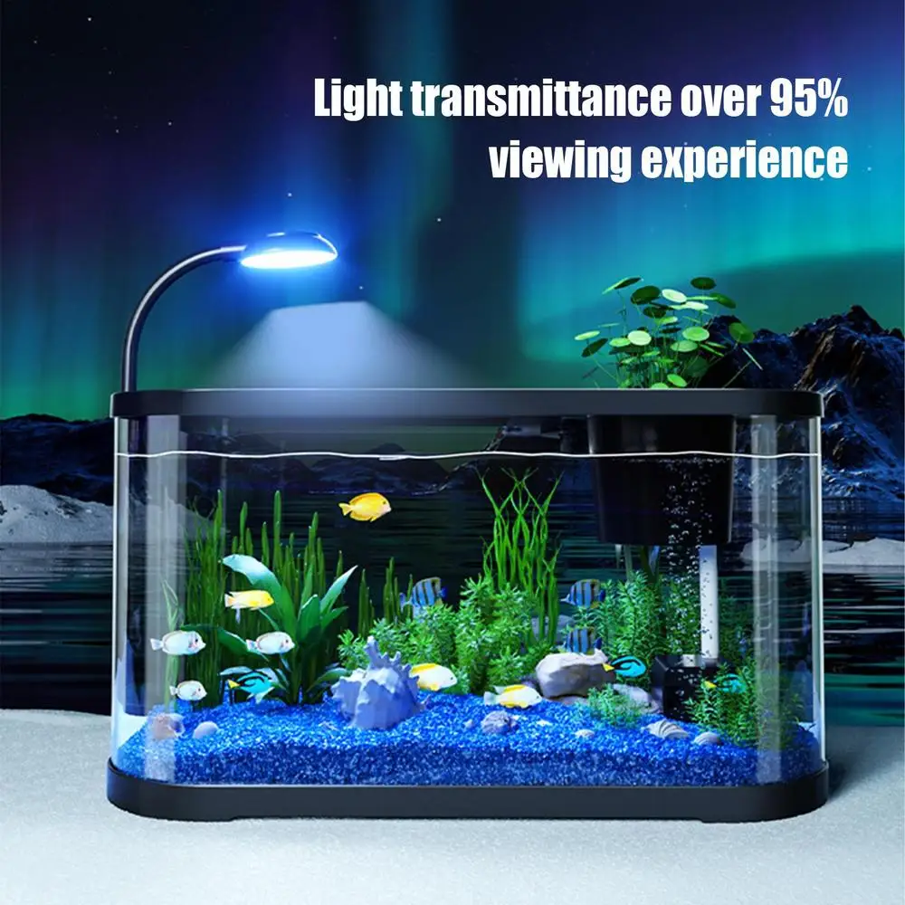 Small Aquarium Kit Betta Fish Tank for Beginners Desktop Beginner Aquarium Household Fish Bowl for Betta Tortoise Frog - Image 12