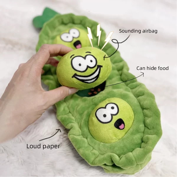 Pet Dog Snack Hiding Toys Relieve Boredom Interactive Doll  Pea Pods Sets Throwing Chasing Plush Toy Slow Food Smelling Pet Ball - Image 3