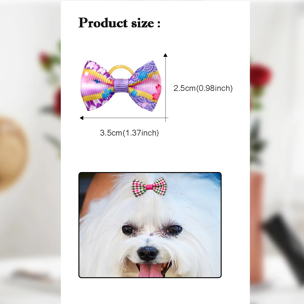 100pcs Pet Accessories Dog Hair bows Fashion Cute Dog Bows Rubber Bands Pet Hair Collar Decoration for Dog Accessories - Image 10