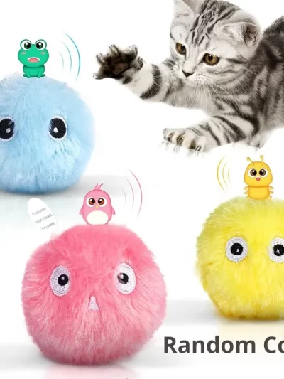 Automatic Cat Toy with Random Barking Sounds, Interactive Plush Ball for Boredom Relief & Exercise, Electric Pet Teaser Gift