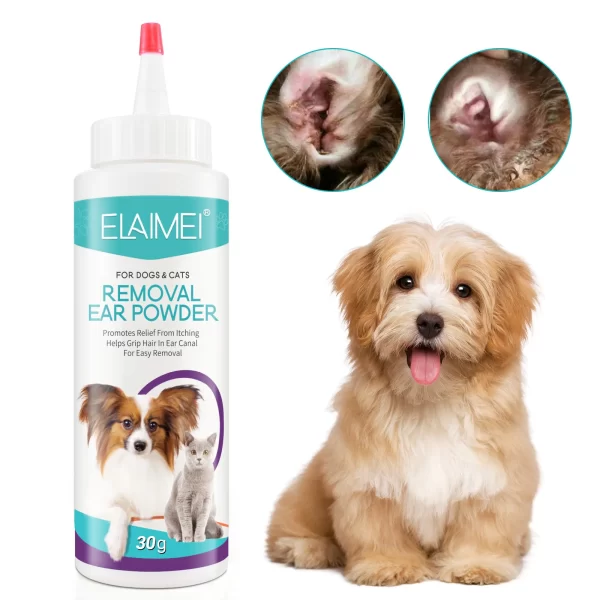 Pet Ear Powder Painless Ear Hair Removal Powder for Dogs and Pets Ear Cleaning Tool Ear Washing Powder for Removing Ear Hair 30g - Image 2