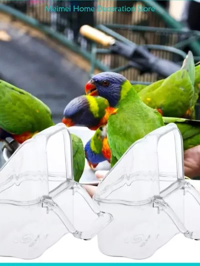 H7BF Bird Feeder with Perch Clear Acrylic Dispenser for Lovebird Canary