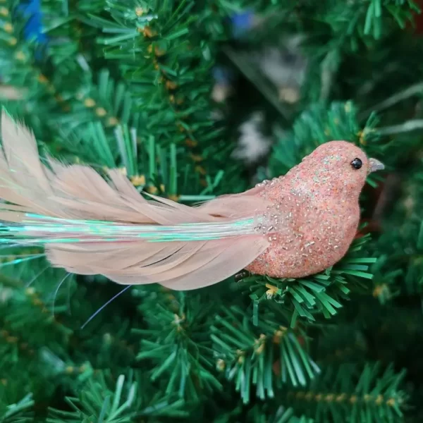 4 Pcs Cute With Clip Christmas Feather Bird Sparkling Vivid Simulation Bird Handmade Colorful Bird Ornaments Xmas Tree Decor - Image 3