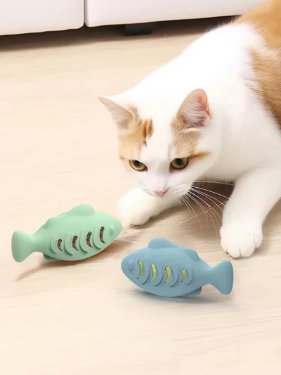 Interactive Cat Toy for Indoor Cats Food Dispenser Feeder Blue Treat & Catnip Stuffer Fun Engaging Pet Play