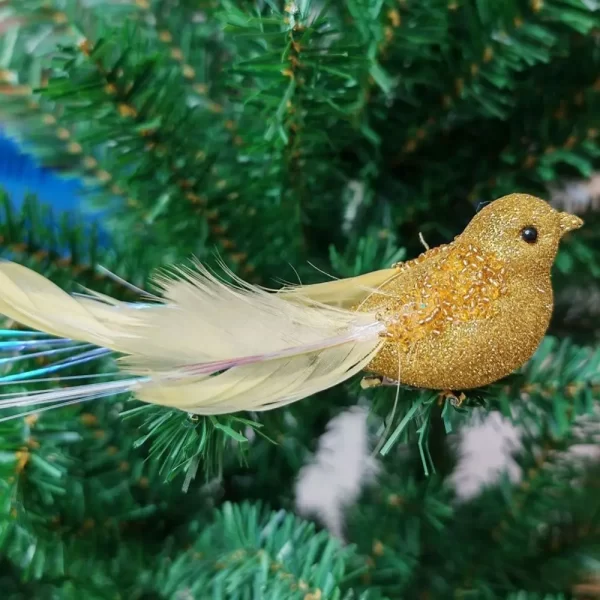 4 Pcs Cute With Clip Christmas Feather Bird Sparkling Vivid Simulation Bird Handmade Colorful Bird Ornaments Xmas Tree Decor - Image 5