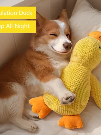 Dog And Cat Toy Plush Companion Sleeping Yellow Duck Bite Resistant Teeth Grinding Sound Relief Duck Sound Puppy Toy