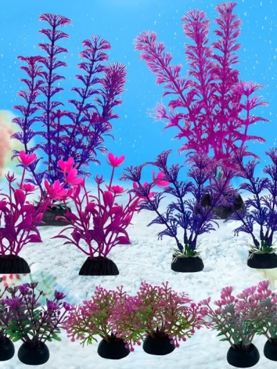 12PCS Artificial Aquarium Decor Plants Water Weeds Ornament Aquatic Plant Fish Tank Grass Decoration Accessories