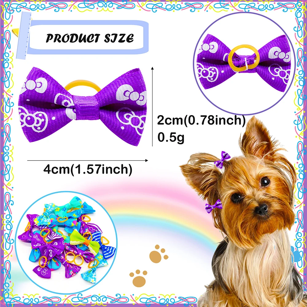 10/20pcs Pet Accessories Dog Hair Bows Cat Dog Hair Bows Mix Colours Small Dog Hair Rubber Bands Dog Grooming Accessories - Image 3