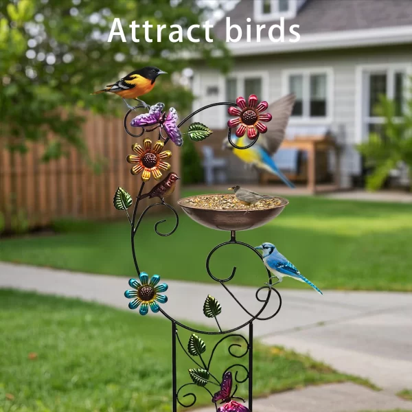 Metal Bird Bath with Trellis for Outdoor, Garden Plant Support, Garden BirdBath for Climbing Plants with Detachable Iron Bowl - Image 3